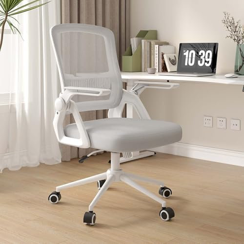rattantree Office Chair Ergonomic Desk Chairs for Home 360° Swivel Rocking Function Computer Chair with 90° Flip-up Armrest Height Adjustable Mesh Chair with Padded Seat Cushion