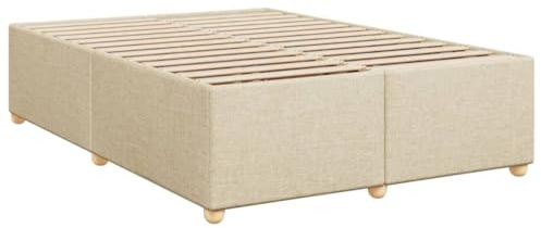 vidaXL Bettgestell, Bett mit Lattenrost, Bettrahmen mit Bettfüße, Polsterbett Doppelbett für Schlafzimmer, Modern, Creme 160x200cm Stoff