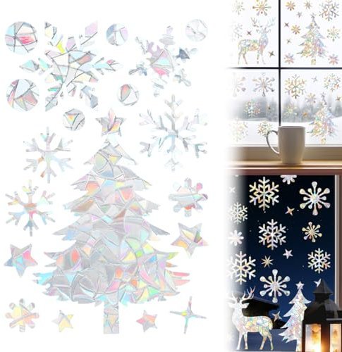 EIH 19 Stück Fensteraufkleber,Fensteraufkleber Vogelschutz,Prisma Fensteraufkleber,Weihnachtsdeko,Vogel Aufkleber Fenster,Vogelschutz für Glasscheiben,Vogel Anti Kollisions Fenster Aufkleber