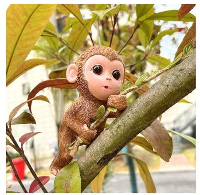 Graue Affe Outdoor-Statue, 6,5 x 6,5 x 15 cm, Kunstharz, Gartenfigur für Gartendekoration, Gartenstatue für Hof- und Landschaftsdekoration