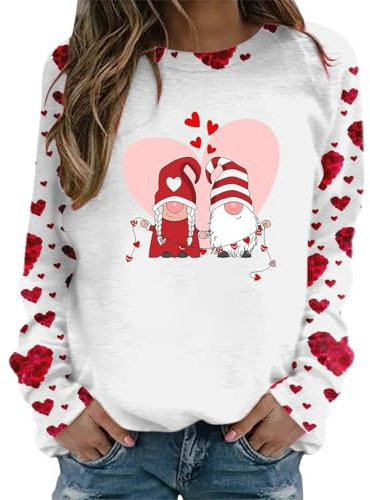 Sweat-Shirt Saint-Valentin pour Femme Col Rond Imprimé Veste Polaire Femme Chaude T Shirt Rose Femme Col V Chemise Femme Grande Taille Pull Rose Fushia Veste Zippée a Capuche Femme