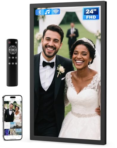 Arktronic Großer digitaler Bilderrahmen 24 Zoll, 1920 x 1080 FHD IPS WiFi Digitaler Bilderrahmen mit Fernbedienung, 32 GB Speicher, automatisches Drehen, sofortiges Teilen von Foto/Video per Apps