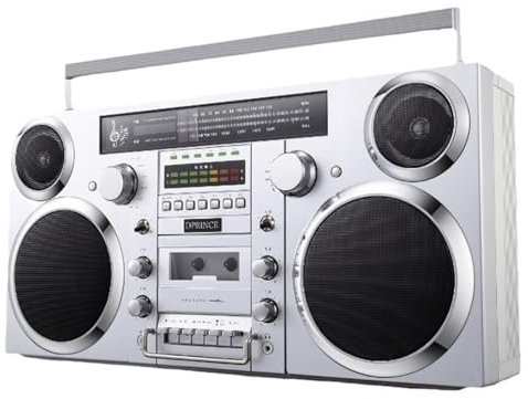 Retro Tape Player Boombox - Vintage Cassette Player with Hi-Fi Speaker, CD/USB/AUX/Bluetooth Connection, Headphone Jack, Old-Fashioned Recorder for Home and Beach Use