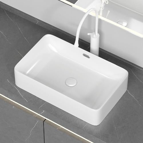 VNNHGB Badezimmer-Waschbecken, quadratisch, Aufsatzwaschbecken, Kratzfest, Keramikwaschbecken, Garderobe, Balkon, Garten, Bar, Toilette, Hotel (weiß, 40 x 30