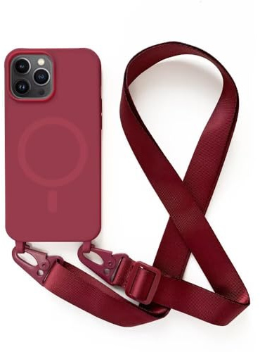 2NSPDRGNI Crossbody Case Compatible with iPhone 13 Pro,Wireless Charging Shell with Adjustable Neck Cord Lanyard Strap,Red