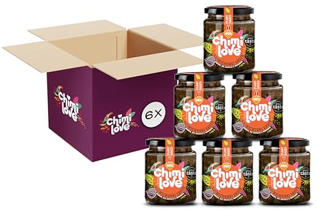 Chimi Love Chimichurri Medium Sauce 6x190ml – Medium-Heat Jalapeño Hot Sauce – Bold South American Flavour for Tacos, BBQ & Marinades