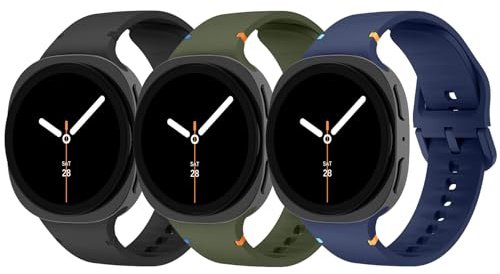 3 Stück Silikon Sportarmband für Galaxy Watch 9 8 40mm 44mm/8 Classic 46mm | Weiches,Atmungsaktiv,No Gap,Silikon Armbänder Ersatzarmband für Samsung Galaxy Watch 9/8/8 Classic Armband Damen Herren