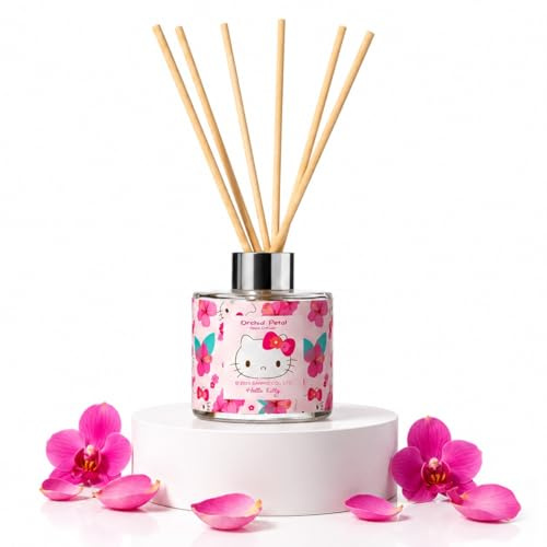 Hello Kitty Reed Diffuser Collection-100ml Fragrance Oil Home Fragrance Sweet, Floral & Fruity Scents –Long Lasting 3 months - Home, Kitchen, Bathroom (Orchid Petal)