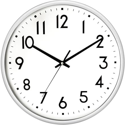 20 cm Silberner Lautlos Wanduhr Ohne Tickgeräusche, Leicht zu Lesen Wanduhr | Analog Moderne Batteriebetriebene Uhr für Schule, Büro, Wohnzimmer, Küche