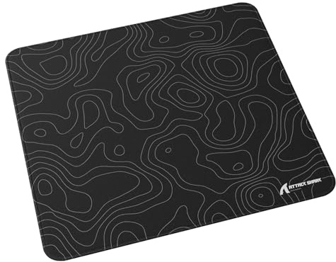 ATTACK SHARK CM02 Medium Gaming Mouse Pad, 450x400x4mm, Black Contour | Non-Slip Base, Optimised for Gaming Sensors,Superfine Fiber Desktop,Waterproof Mat for E-sport