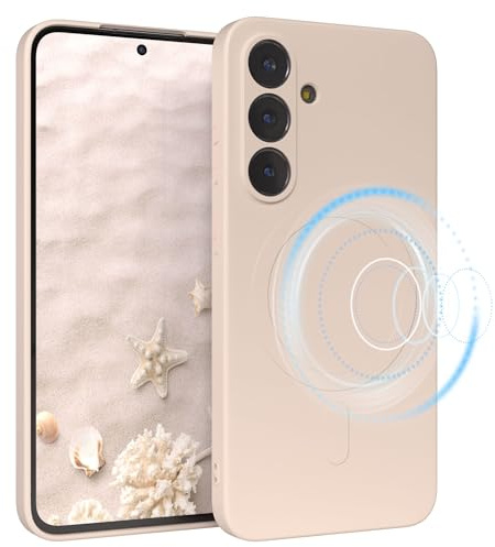 EAZY CASE - Silikonhülle magnetisch für Galaxy S25 FE Hülle Silikon Beige weich stoßfeste Magnet Handyhülle Schutzhülle mit Kameraschutz Dünn Schutz Cover TPU Bumper in Pastell Taupe