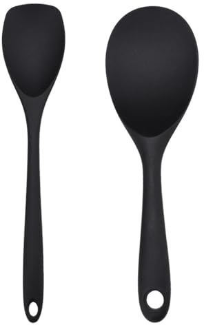 COYUN Mestoli Cucina Silicone,2 Pezzi Cucchiaio Silicone Cucina,Mestolo da Cucinas Antiaderente, Spatola in Silicones Multiuso, per Riso, Purea