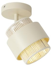 Qazqa Verstellbarer Deckenstrahler, Deckenspot - Kora - Beige, max. 15W, Geeignet für LED, 23cm, Rund, Ideal als Küche lampe und Wohnzimmerlampe