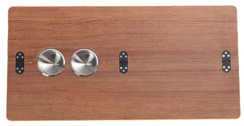 SIXRUN Klappbarer Wohnmobil-Tisch aus massivem Holz, 80 x 39 cm, mit 2 Getränkehaltern – Bootstischplatte für Wohnmobile, Yachten und Caravans (Braun)