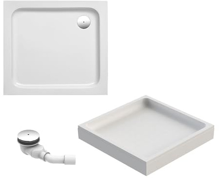 Schulte Duschwanne Cala 90x75 cm, rechteckig aus hochwertigem Sanitäracryl inkl. Wannenträger, Ab- und Überlaufschutz, Pflegeleicht und alterungsbeständig, Größe wählbar
