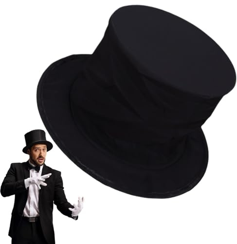 Generisch Schwarzer Zauberer Zylinder, Zauberer Zauberhut Faltbarer Zylinder, Lustige Magician Hat mit Geheimfach, Tragbar Magic Partyhüte, für Karneval Fasching Halloween und Kostümpartys