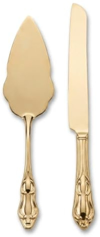 Creative Gifts Gold Color Wedding Knife Server Set