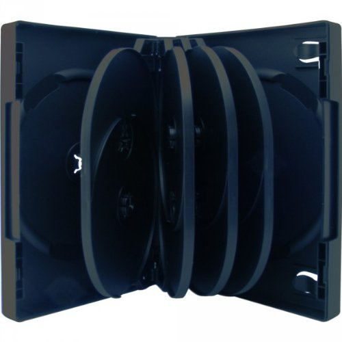 Xlayer 10er DVD/CD-Box, Schwarz, 293/129,5x182,5x34 mm, Medienaufbewahrung (Media storage), Lernzimmer, Booklet Platz, Bodenmontage, 1800 Gramm, 4 Trays für je 2 DVD + 1 Stern links und rechts