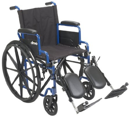 Drive Medical Blue Streak Lightweight Foldable Wheelchair - Enhanced Mobility Support - Durable Construction - Padded Comfort - Swing-Away Leg Rests - Desk Arms - Blue/Black - 16 Inch Seat