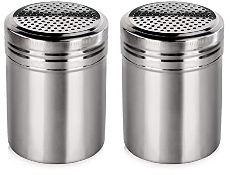 New Star Foodservice 28478 Stainless Steel Dredge Shaker, 10-Ounce, Set of 2