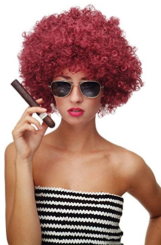 WIG ME UP - PW0011-P67 Perücke Afroperücke Afro 70er Jahre Party Partyperücke Funk Funky Disco Foxy Granatrot