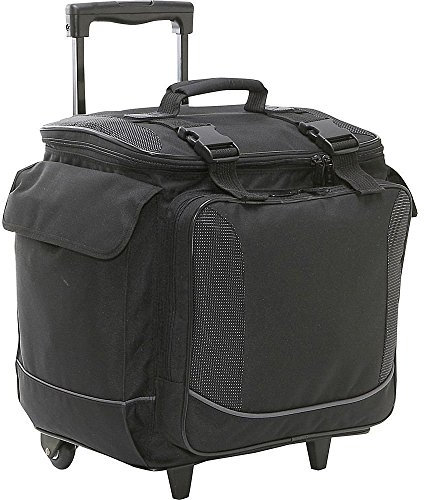 Eunicole 7352 CW8052 Limo 12 Bottle Insulated Wine Tote Case Wheel Travel Cooler with Organizer, Black, Polyester