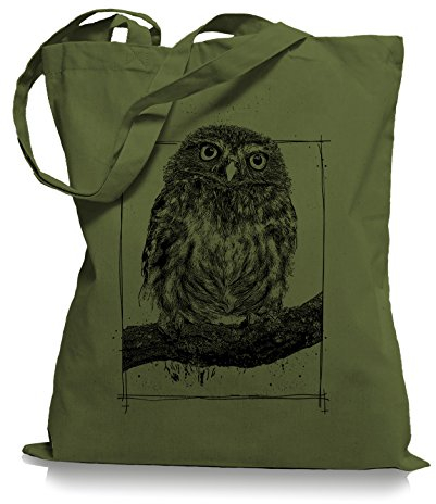 Big Owl Stoffbeutel |Eulen Eule Tragetasche Kult-olive_green