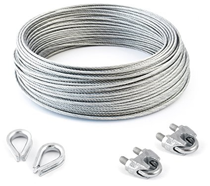 5m DRAHTSEIL SET 10mm 6x37+FC + 2 x SEILKLEMMEN 10mm DIN 741 + 2 x KAUSCHE 10mm verzinkt Stahlseil Forstseil Windenseil Seil Draht Stahl für Drahtseil Seilöse Seil mit Öse Drahtseilklemmen Drahtseil Drahtseilklemme Klemme Anschlagseil