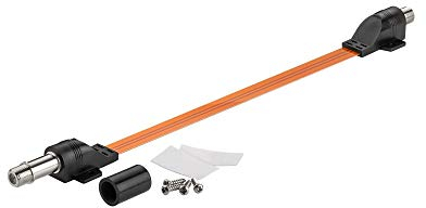 Goobay 71410 Impermeabile Cavetto Antenna Coax Passaggio Finestra SAT, Estremamente Piatto (0.3mm), 0.5m Lunghezza del Cavo