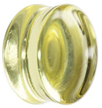 Treuheld® | 8mm Glas Ohr Plug/Flesh Tunnel | Gelb | Double Flared | Ohne Gewinde | Damen und Herren | halb-durchsichtig/transparent