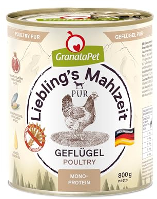 GranataPet Liebling's Mahlzeit Geflügel PUR, Nassfutter für Hunde, Hundefutter ohne Getreide & Zuckerzusätze, Alleinfuttermittel mit hohem Fleischanteil & hochwertigen Ölen, 6 x 800 g