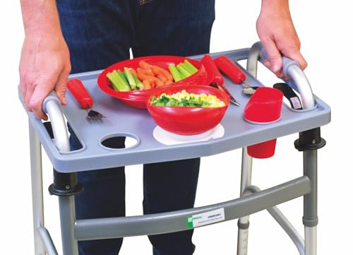 Essential Medical Supply Molded Walker Tray with Cup Holder - Perfect for Mobility and Transport, Fits Most Walkers and Provides Convenient Tray for Almost Any Folding Walker
