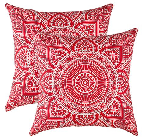 TreeWool Dekorativer Kissenbezug (55 x 55 cm, Rot) Mandala Design 100% Baumwolle (2er Pack)