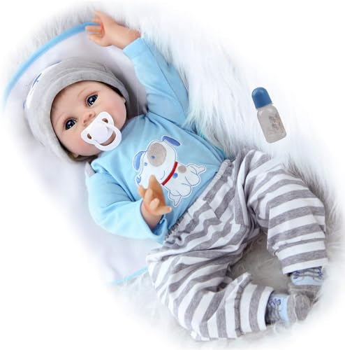 ZIYIUI Reborn Baby Puppe 22 Zoll 55cm Realistische Neugeborenen Handgefertigt Silikon Vinyl lebensecht Baby Puppe Junge Weihnachts Geschenk