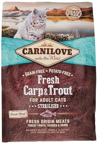 Carnilove Carnilove Fre Carp & Trout Sterilise Trockenfutter für Katzen, 2 kg, Packung mit 23 x 86,96 g, insgesamt 2000 g