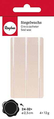 Rayher 32020103 Siegelwachs, weiß metallic, 4 Sticks á 12 g, ohne Docht