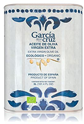GARCÍA DE LA CRUZ - Huile d'olive extra vierge biologique, huile de cuisson, variété d'olive, corps lisse, origine Espagne, Montes de Toledo, conditionnée en boîte - 3L
