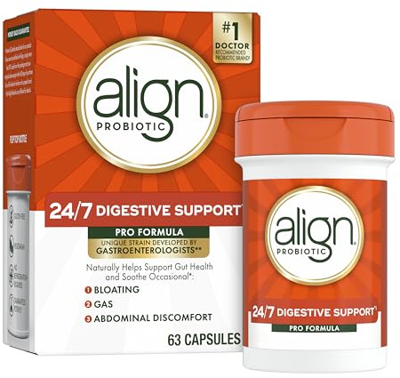 Align Probiotic, Pro Formula, Probiotics for Women and Men, Probiotics for Digestive Health, Men and Womens Probiotic Capsules Help Relieve Occasional Bloating & Gas*, 63 Capsules