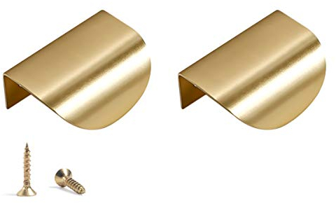 TentHome 2 Stück Modern Möbelgriff Schubladengriff Schrankgriff versteckt Spiegelschrankgriff Messing Türgriff Klemmgriff Griffe für Schrank Schubladen Kommode (Klein(60 x 41x 23mm), Gold2)