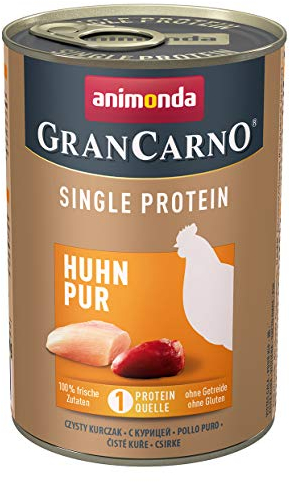 animonda GranCarno Hunde Nassfutter Single Protein Huhn pur (6 x 400g), getreidefreies Hundenassfutter ohne Zucker, für ausgewachsene Hunde, mit frischen fleischigen Zutaten
