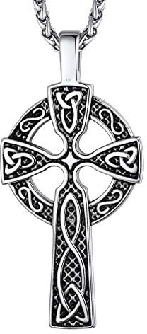Richsteel Keltischer Kreuz Halskette Edelstahl Kreuz Anhänger mit Keltischer Knot für Herren Jungen Männer