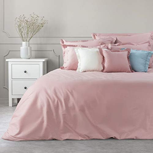 Bettbezug, Kissenbezug, DIY Bettwäsche, Baumwolle, einfarbig, Klassische Bettwäsche (Rosa, 1 Bettbezug 180 x 200)