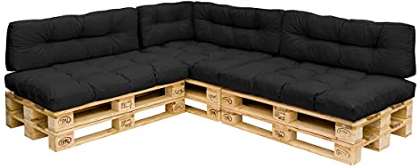 Royal Schneider Set Sitzkissen Rückenkissen Palettensofa Palettenpolster - 7er Set - 3Stk. 120x80 + 3Stk. 120x40 + 1Stk. 60x40, Farbe - Schwarz