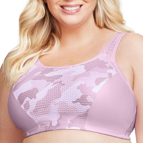 Glamorise Große Größen Plusgröße Sport-BH mit variablem Halt ohne Bügel Nr. 1166, Pink Camouflage, 85C