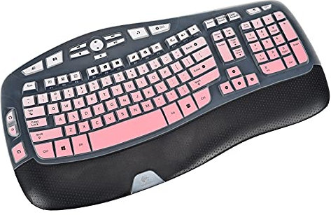DAMMOMKO Keyboard Cover for Logitech K350 MK550 MK570 Wireless Wave Keyboard, Pink Silicone Protector Skin - Gradual Pink