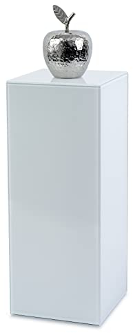freeroom24 Designer Blumensäule Glas Weiß 30x30x90 cm - Wohnzimmer Säule modern - stabiles Blumen Podest - praktische Dekosäule rechteckig - Blumenständer groß - Blumenhocker - Made in Germany