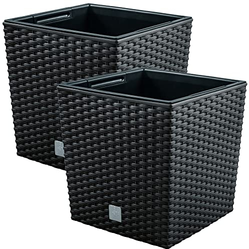 2 unidades de maceta rato 64 litros con cubilete para plantar en color antracita 40 x 40 x 41 cm.