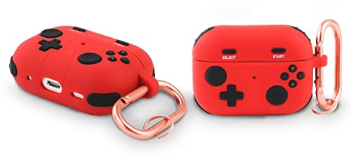 Derhom Airpods Pro 2 Custodia Protettiva in Silicone per Airpods Apple Pro e Pro 2[Design del Gamepad 3D] (Red)