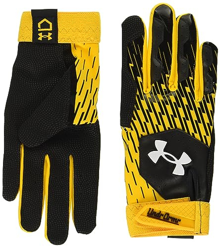 Under Armour Mens Clean Up Baseball Gloves, (005) Black / Steeltown Gold / White, Medium