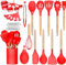 AHASON'S Extra Thick Layer of Silicone, Cooking Utensils Set 230°C-446°F Heat Resistant BPA Free 33 pcs Utensils, with Holder Kitchen Utensil Gadgets Tools Set for Nonstick Cookware, Red